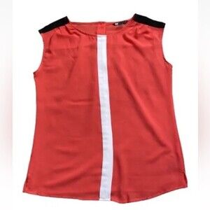 N Black Label Top Sleeveless Tank Size XS/TP Silky Red W/White Strip Front